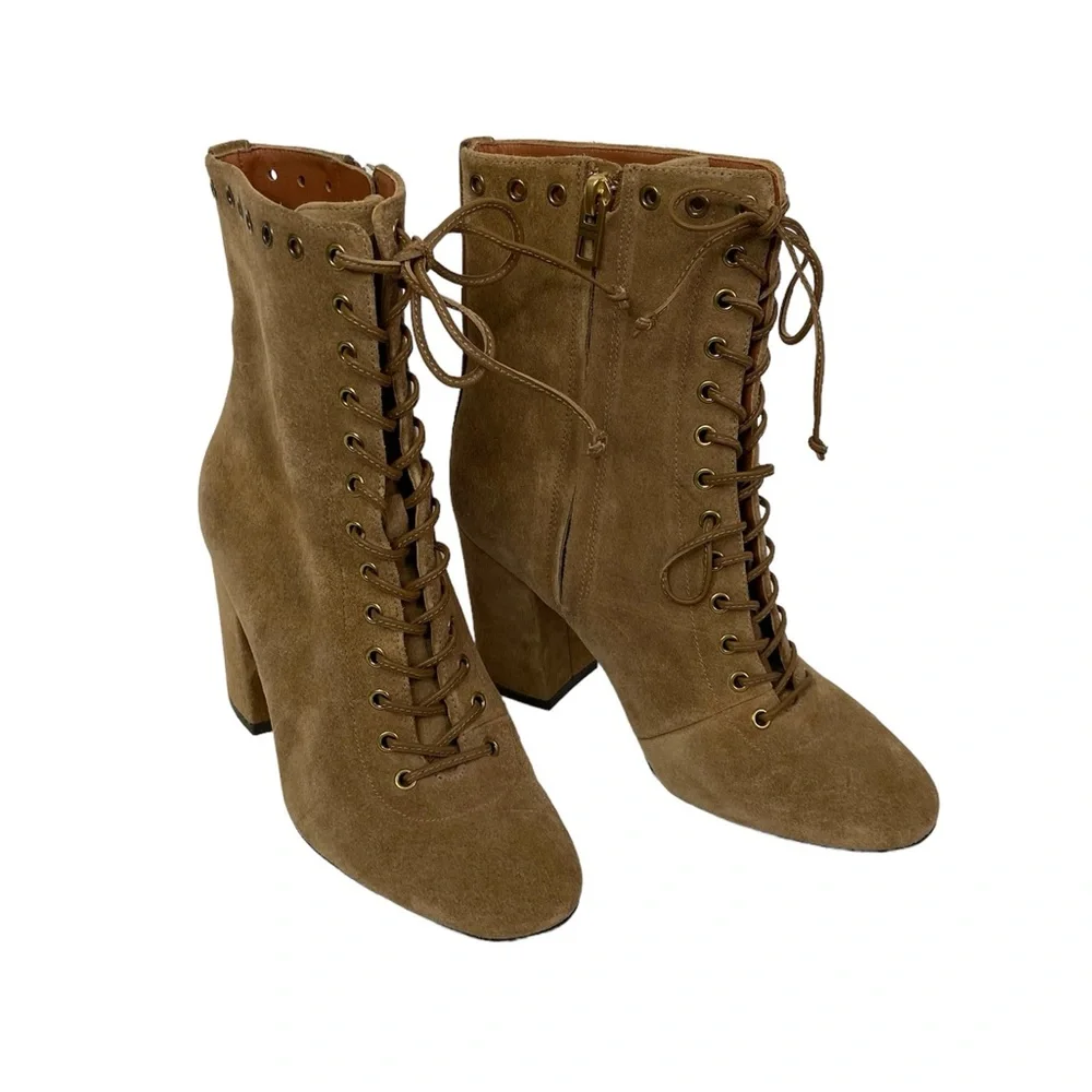 Coach Camel Suede Dean Lace Up Booties - Picture 1 of 10